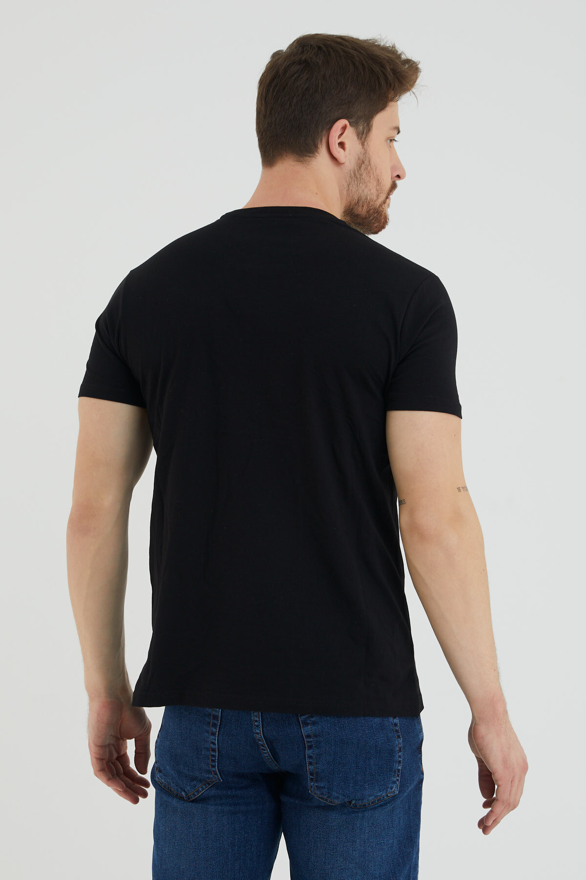 Across The Ocean Baskılı Bisiklet Yaka Slim Fit Tshirt