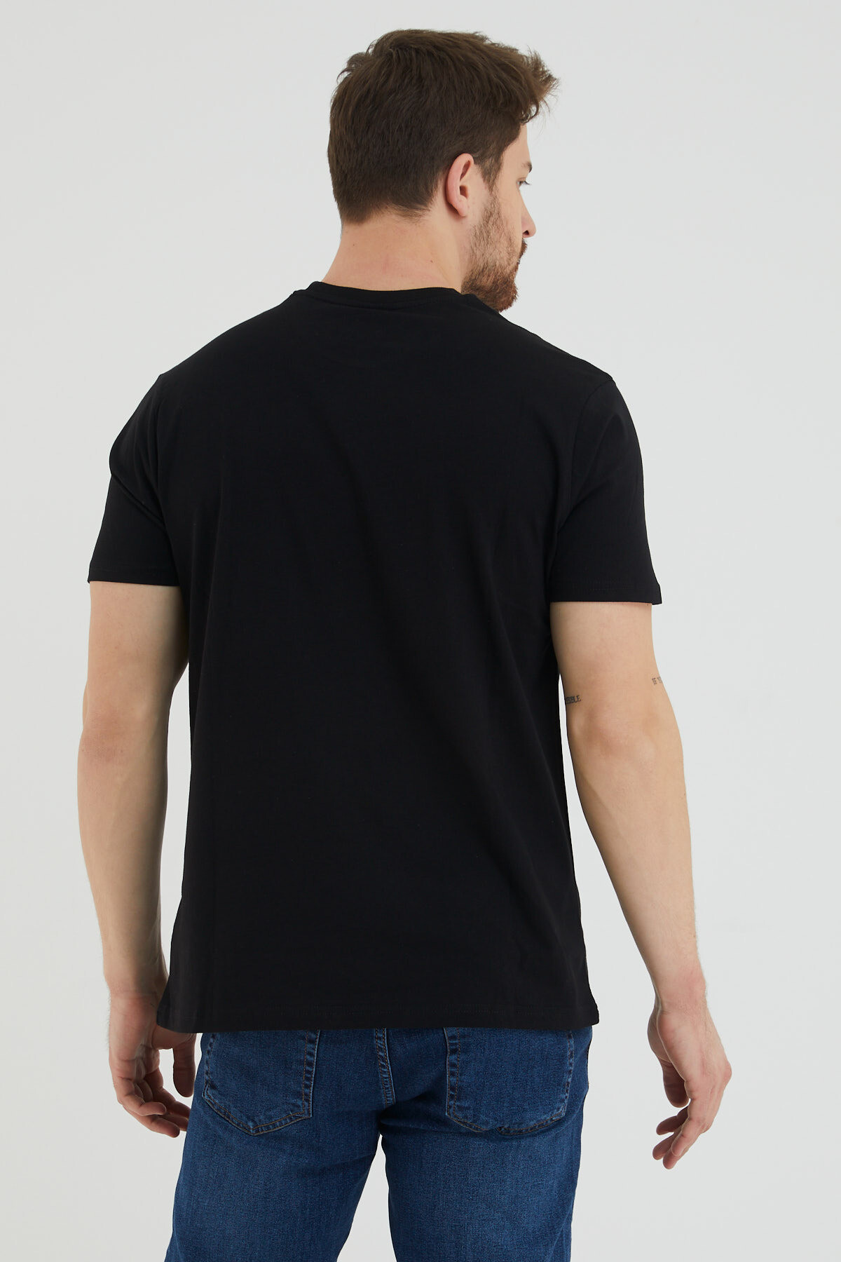 Adventure Yazılı Baskılı Bisiklet Yaka Slim Fit Tshirt