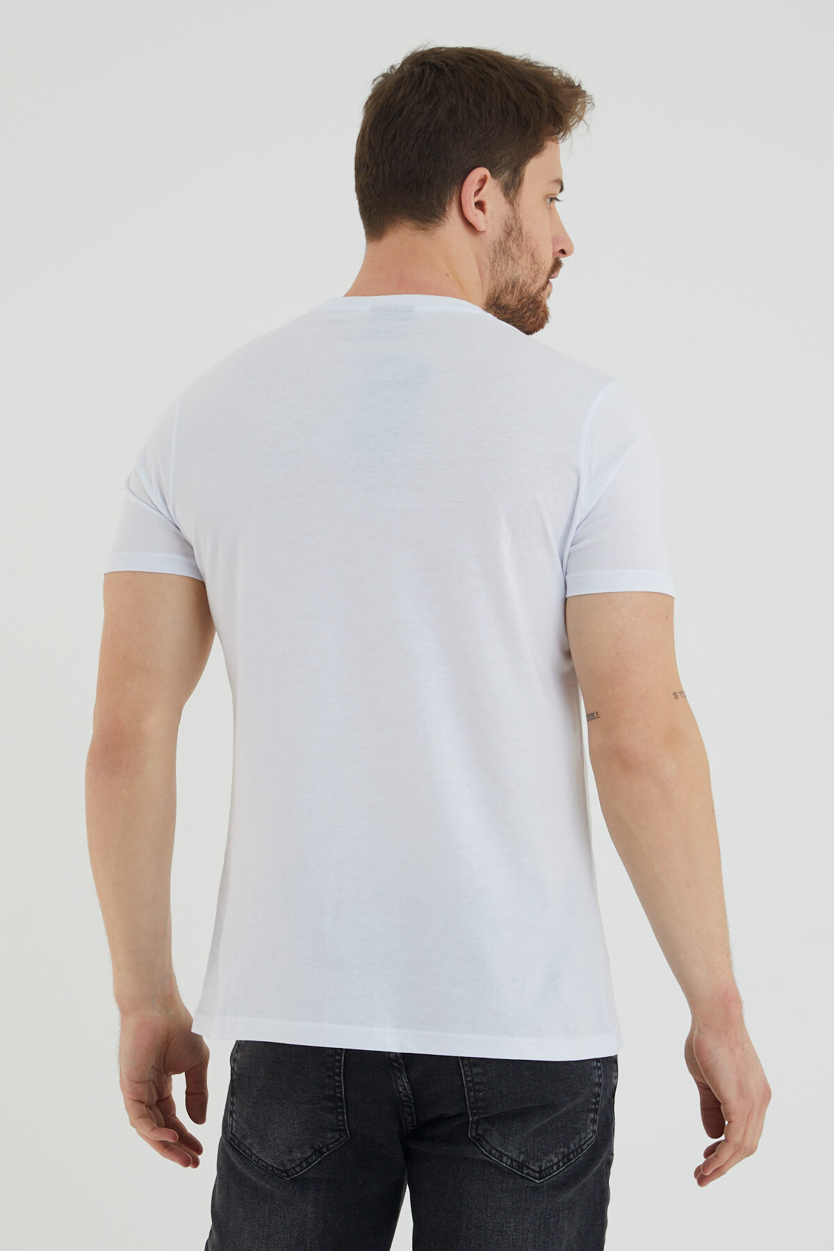 Ancthor Yazı Baskılı Bisiklet Yaka Slim Fit Tshirt