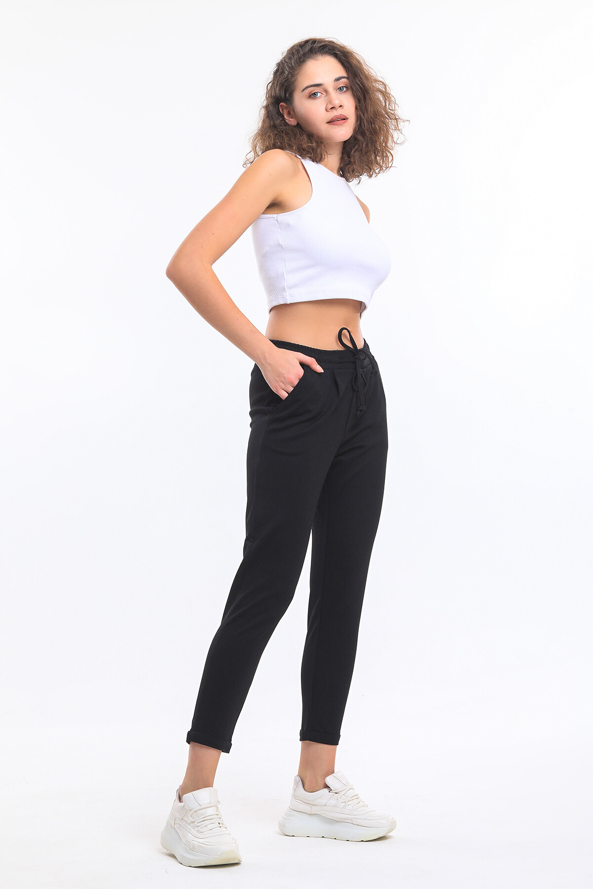 Beli Lastikli Cepli Bağcıklı Duble Paça Alt Eşofman