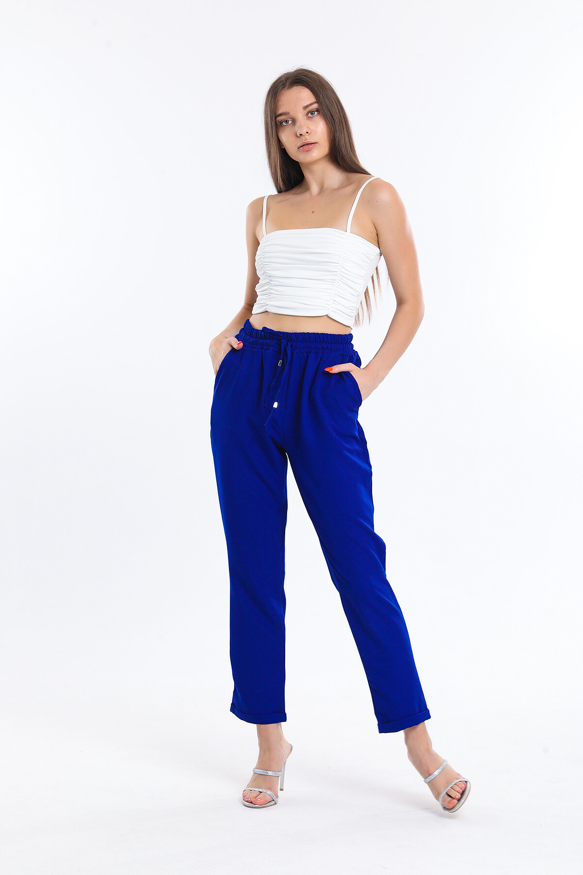 Beli Lastikli Duble Paça Cepli Pantolon