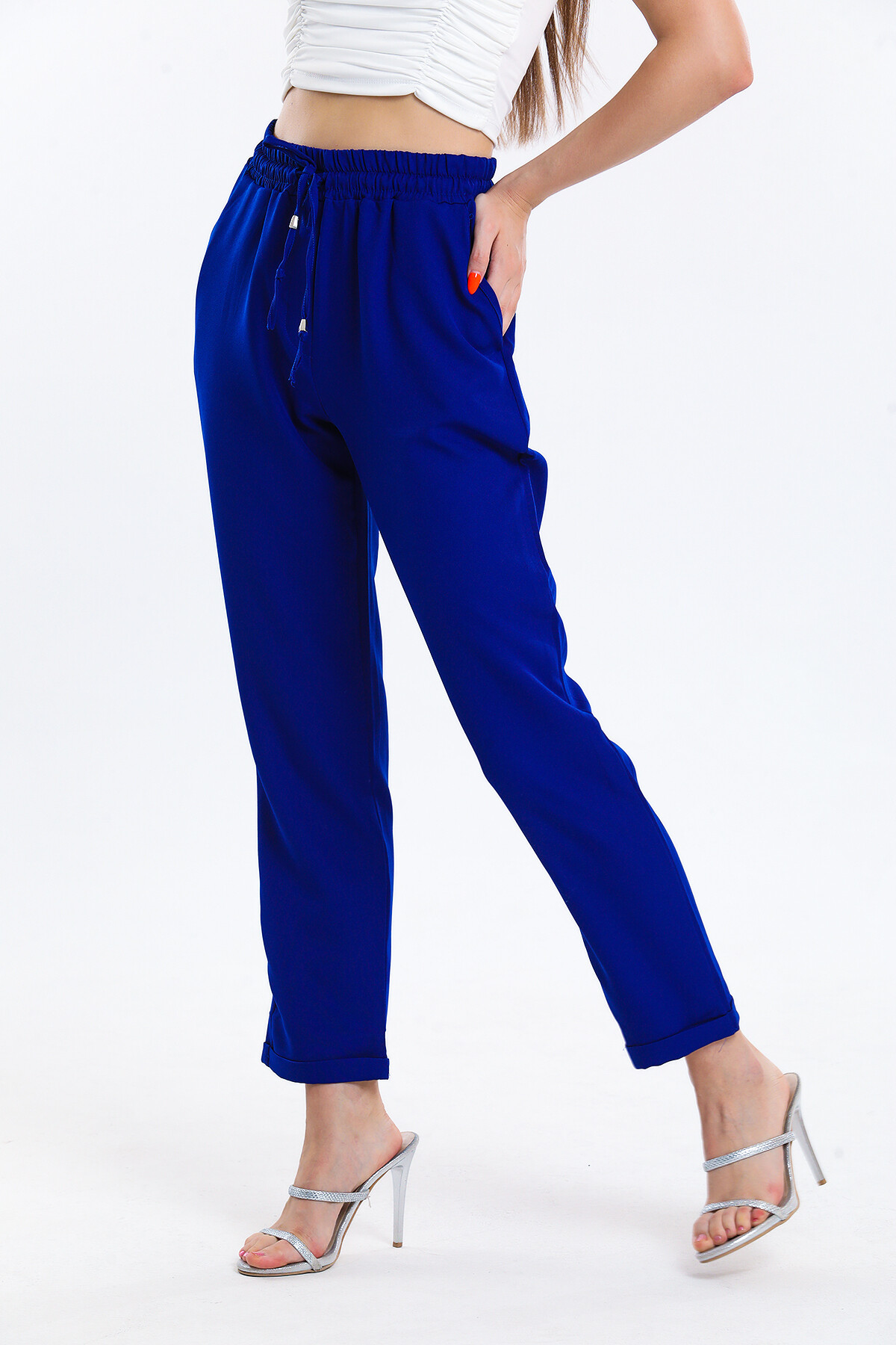 Beli Lastikli Duble Paça Cepli Pantolon