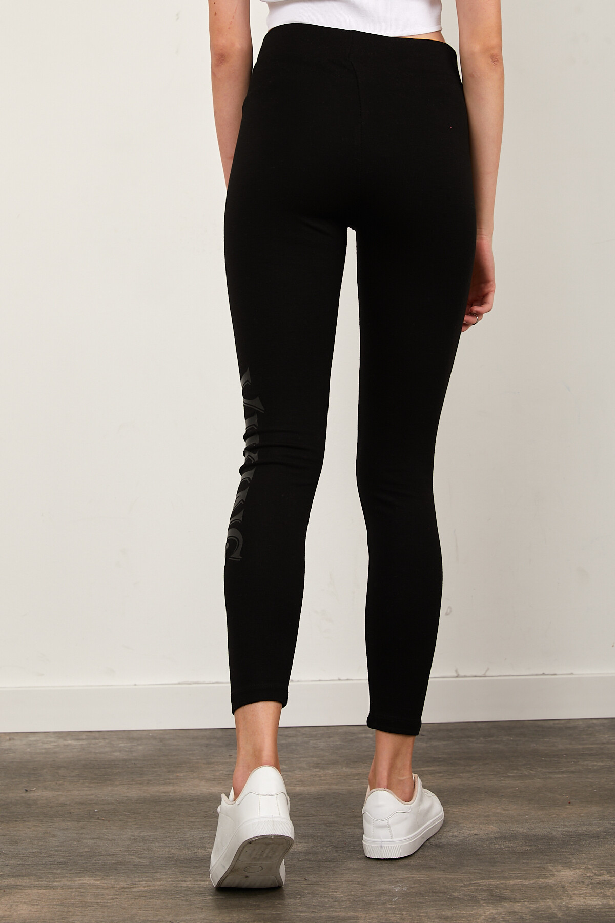 Beli Lastikli Sol Bacağı Viking Baskılı Yüksekbel Tayt