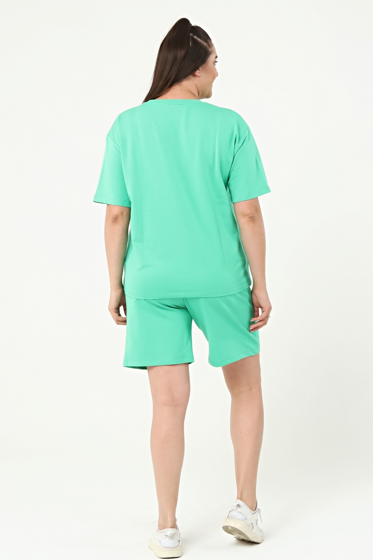 Bisiklet Yaka DREAMER Yazılı Büyük Beden Şort Takım