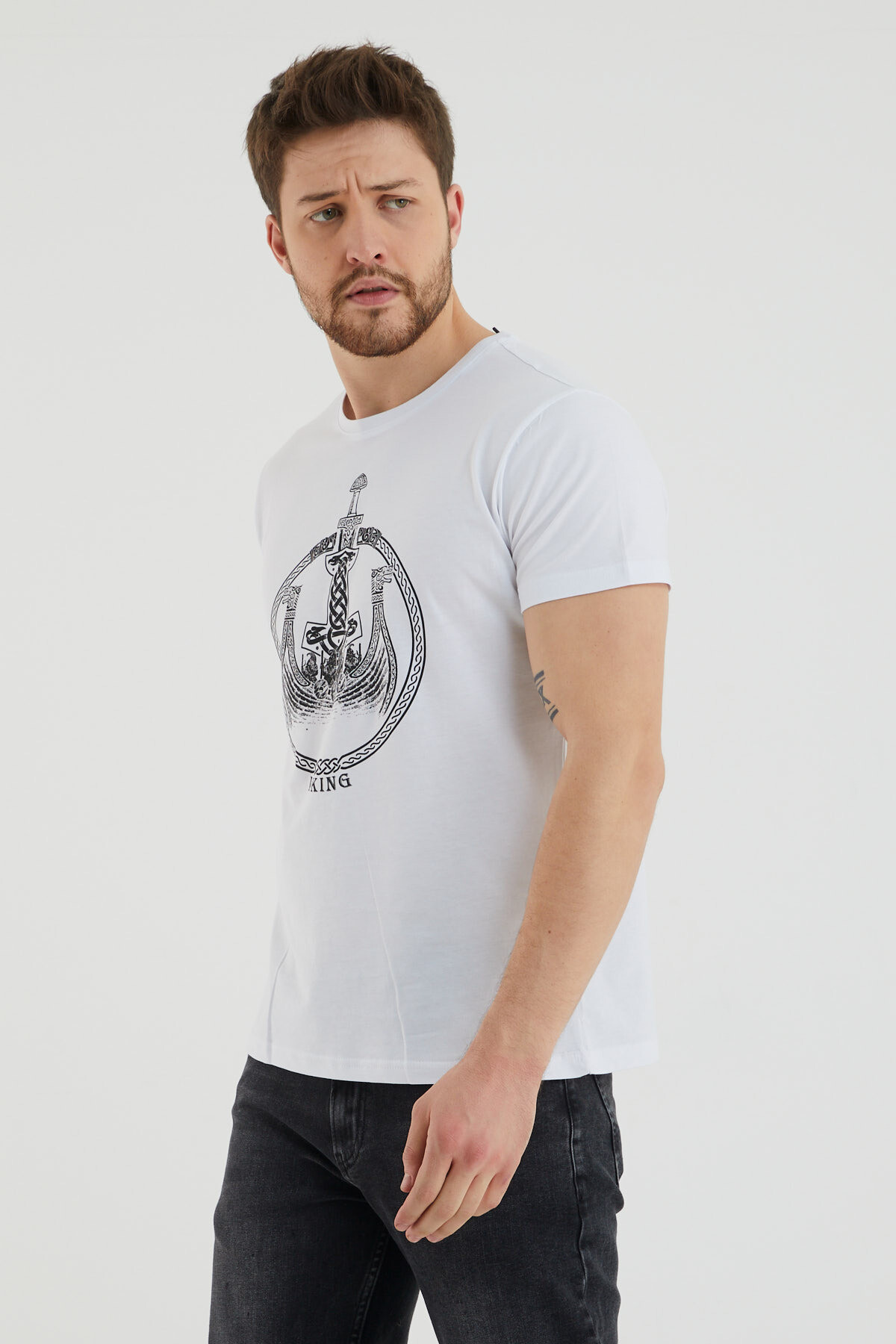 Bisiklet Yaka Önü Baskılı Tshirt