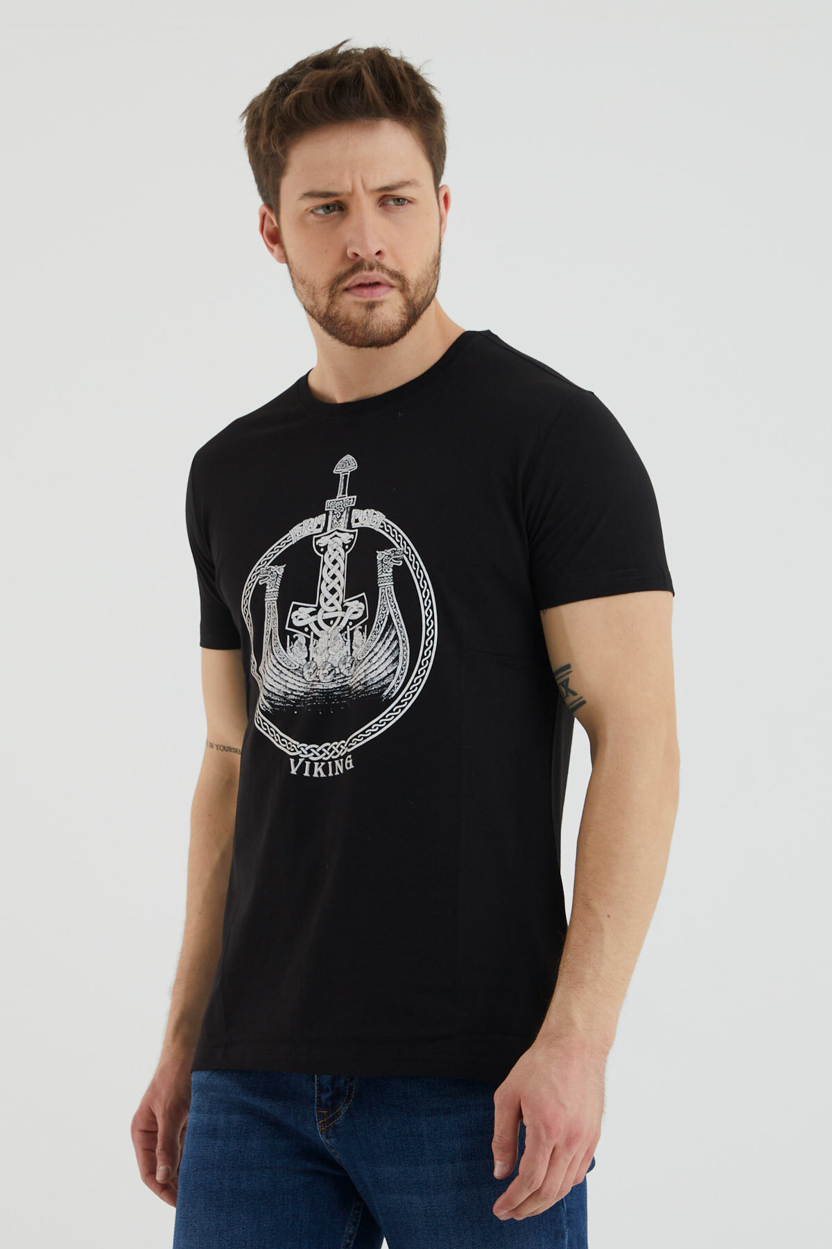 Bisiklet Yaka Önü Baskılı Tshirt