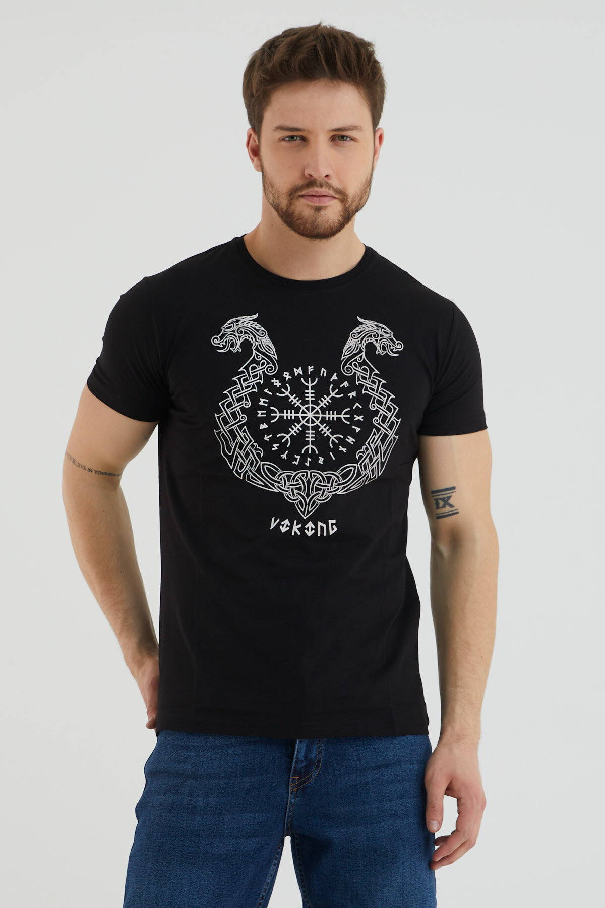 Bisiklet Yaka Önü Baskılı Tshirt