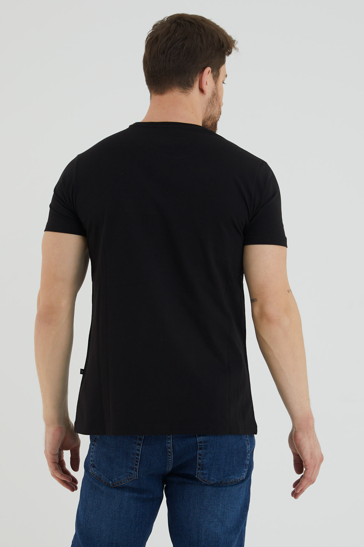 Bisiklet Yaka Viking Jeans Yazı Baskılı Tshirt