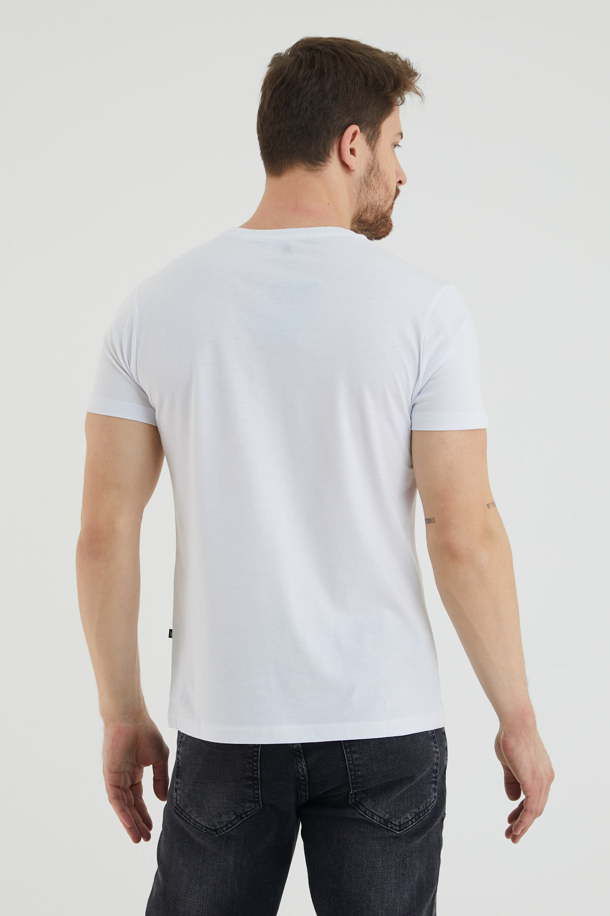 Bisiklet Yaka Viking Jeans Yazı Baskılı Tshirt