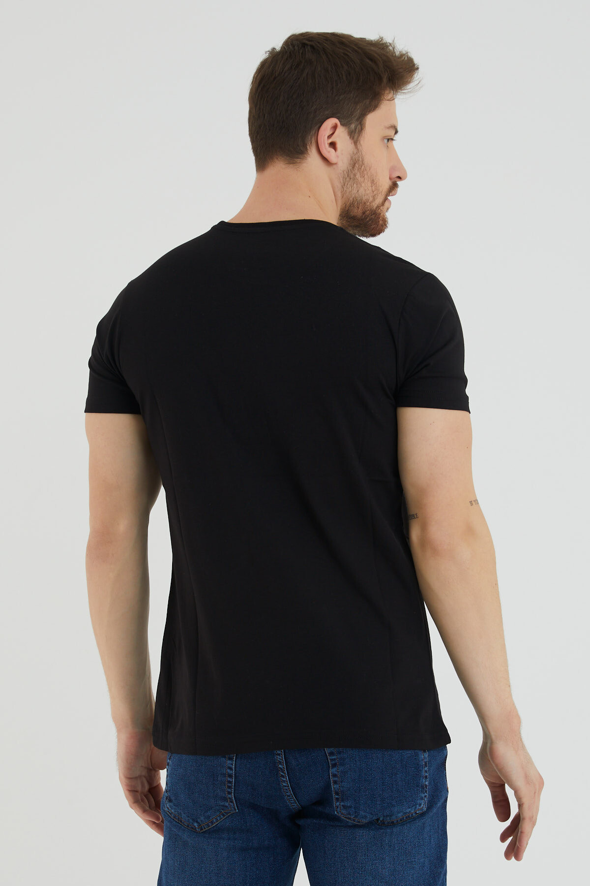 Bisiklet Yaka Viking Yazı Baskılı Tshirt