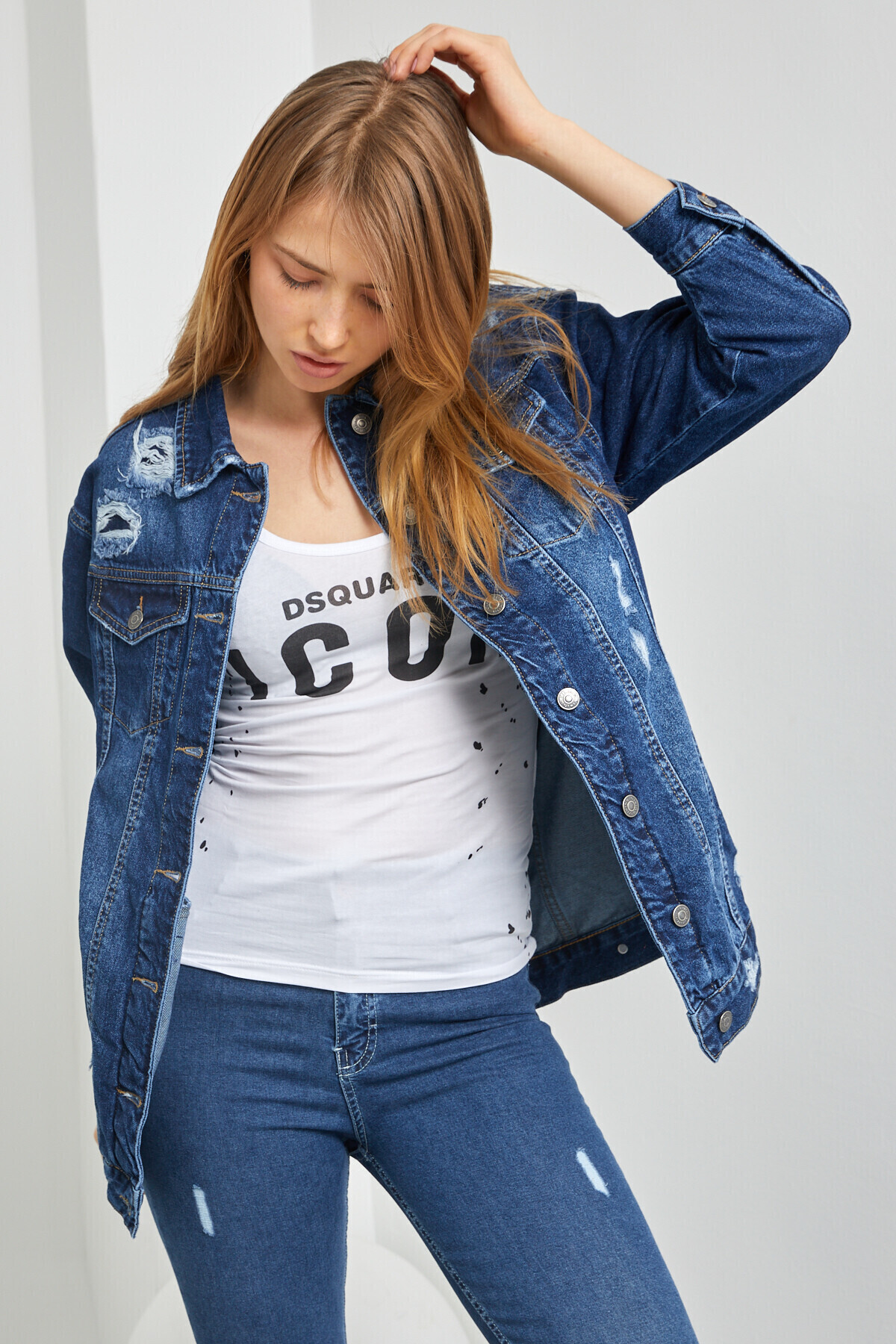 Cepli Sökük Boyfrıend Kot Ceket