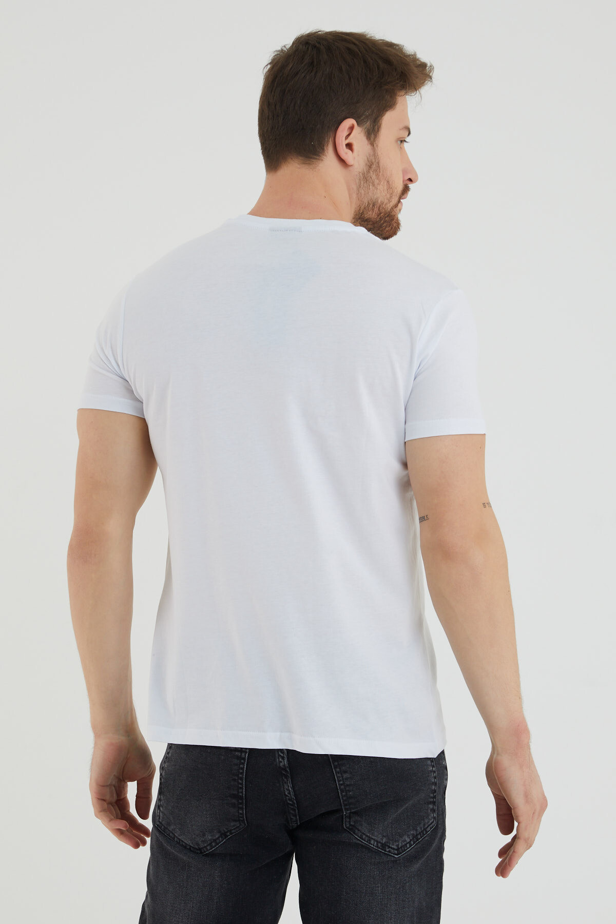 Gözlük Baskılı Bisiklet Yaka Battal Tshirt