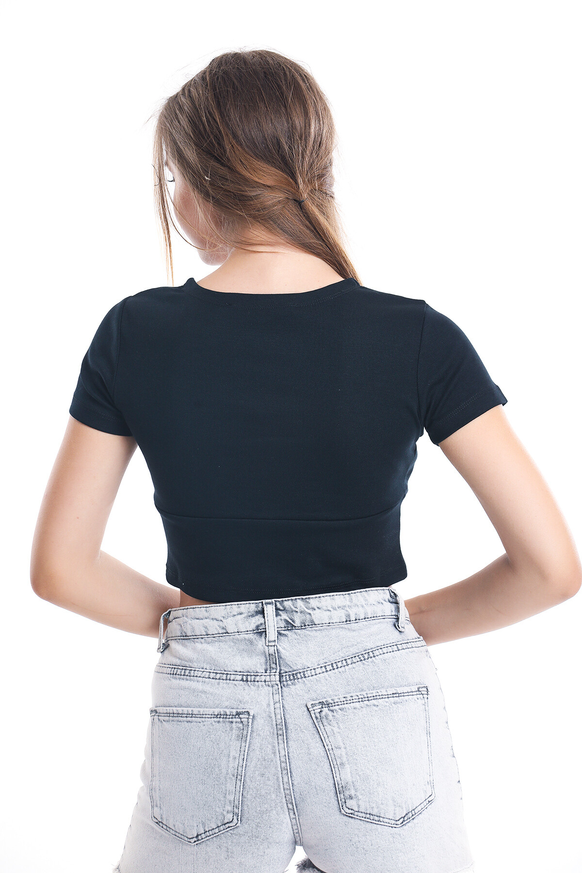 Kruvaze Esnek Crop Bluz