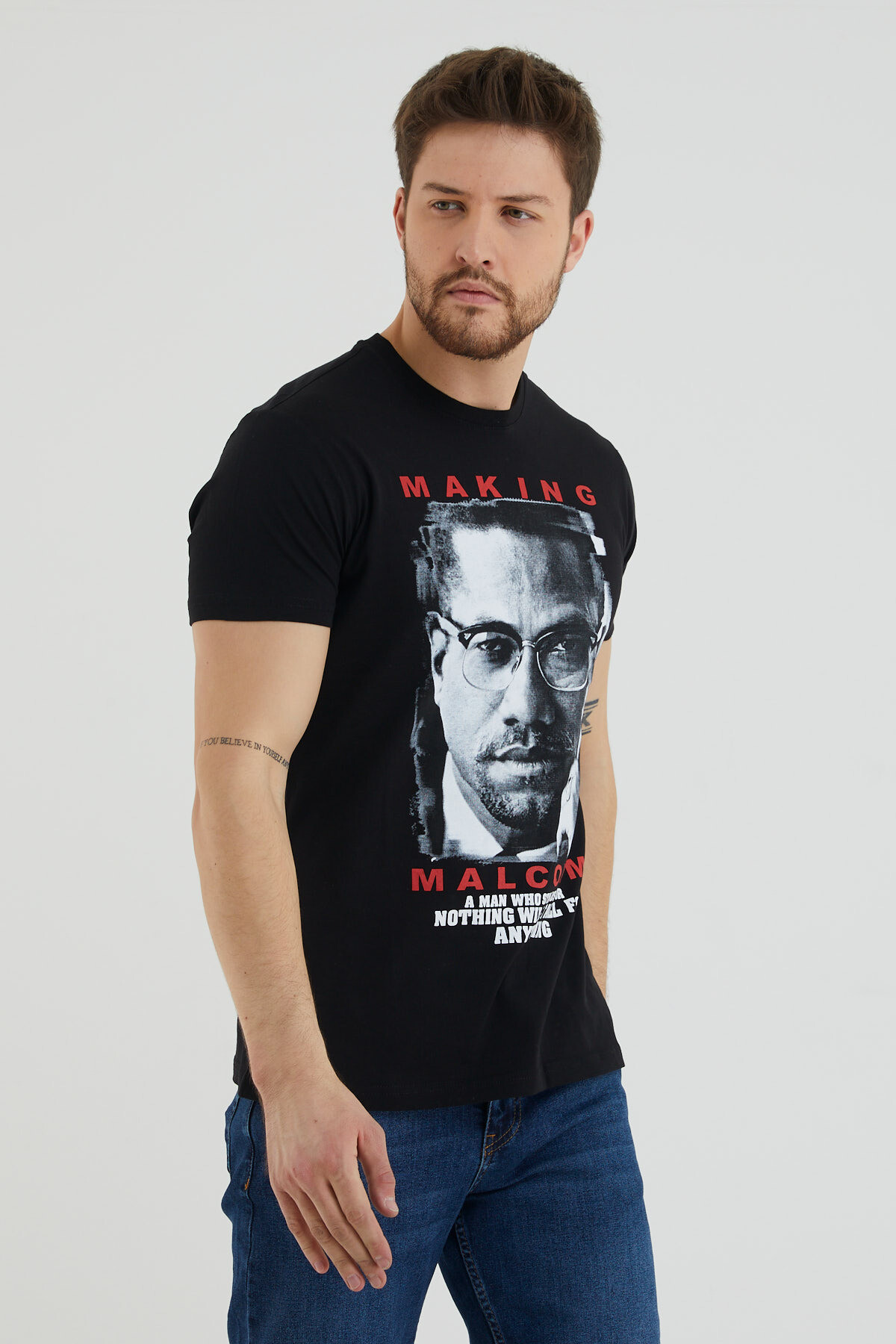 Making Yazı Baskılı Bisiklet Yaka Slim Fit Tshirt