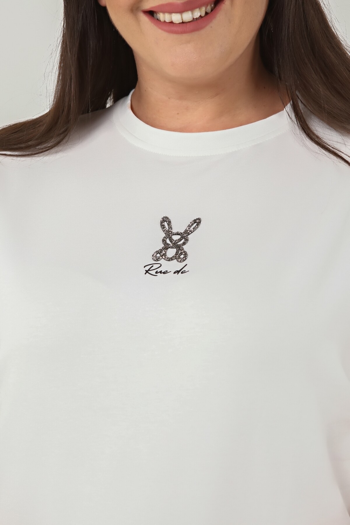 Taş İşlemeli Bisiklet Yaka Büyük Beden Şort Takım