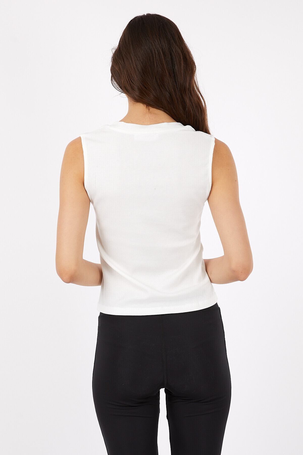 V Yaka Kaşkorseli Kolsuz Dekolteli Crop Bluz