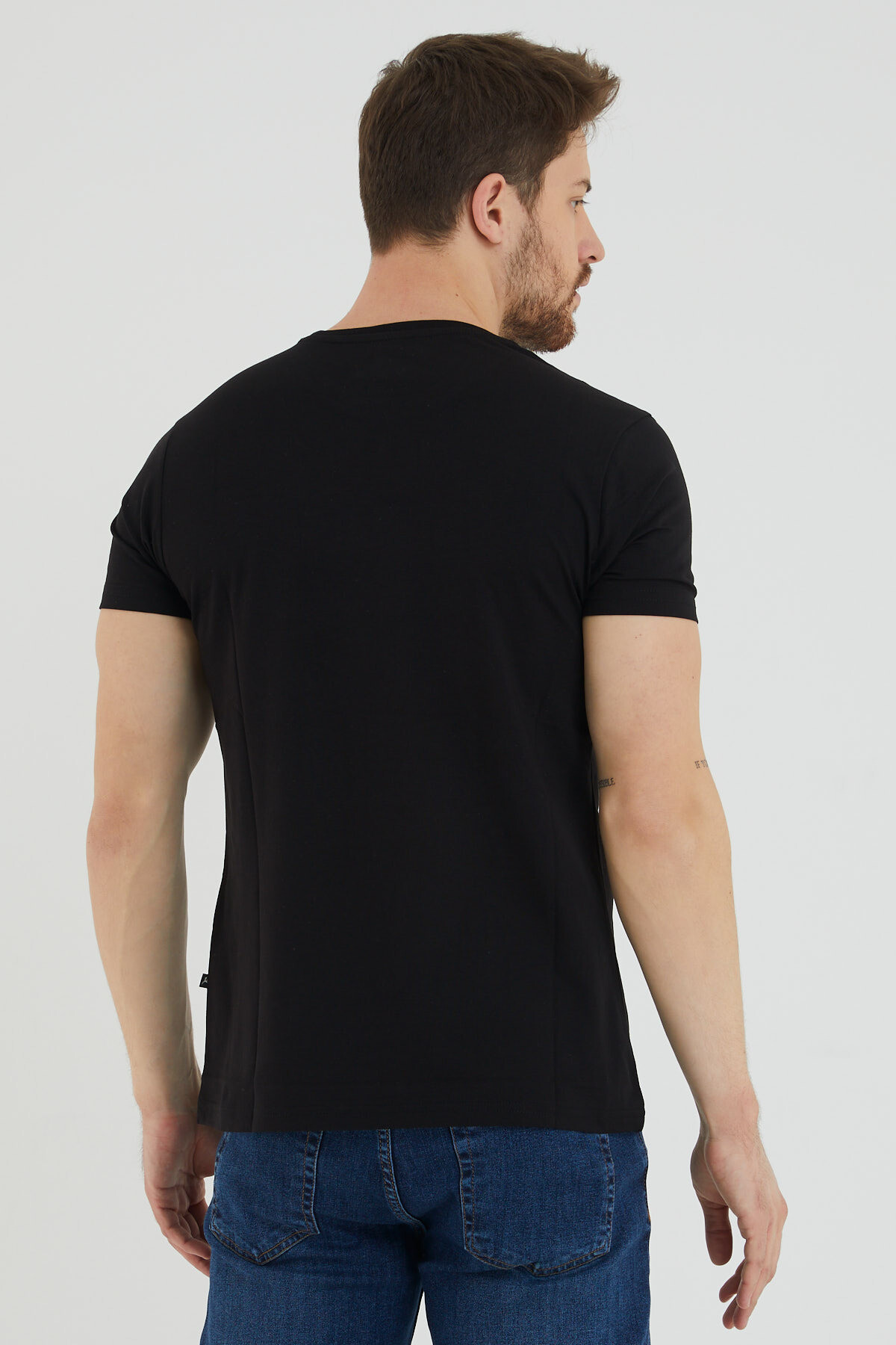 Viking Yazılı Taş Detaylı Bisiklet Yaka Tshirt