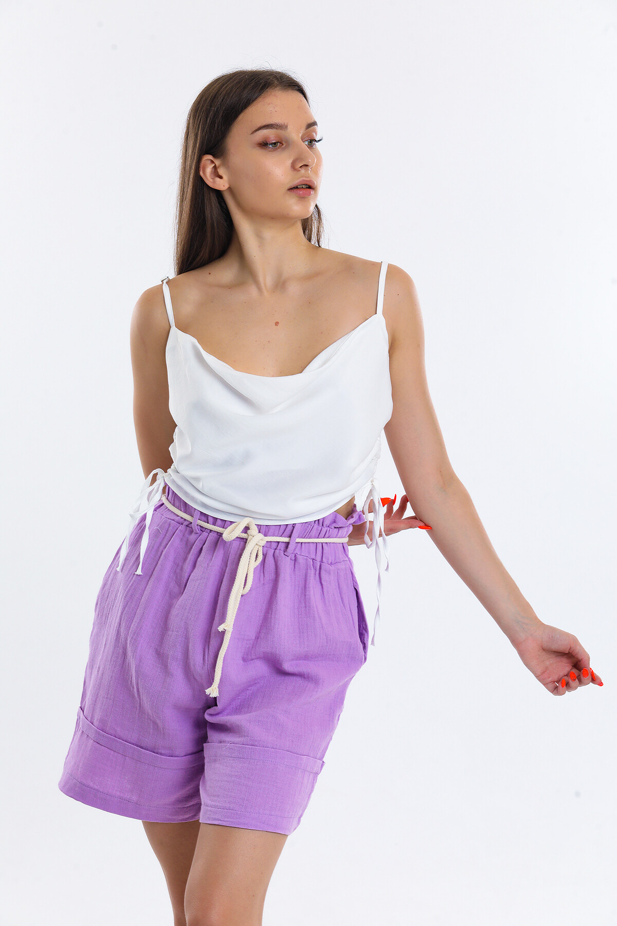 Askılı Yanları Bağlamalı Bluz