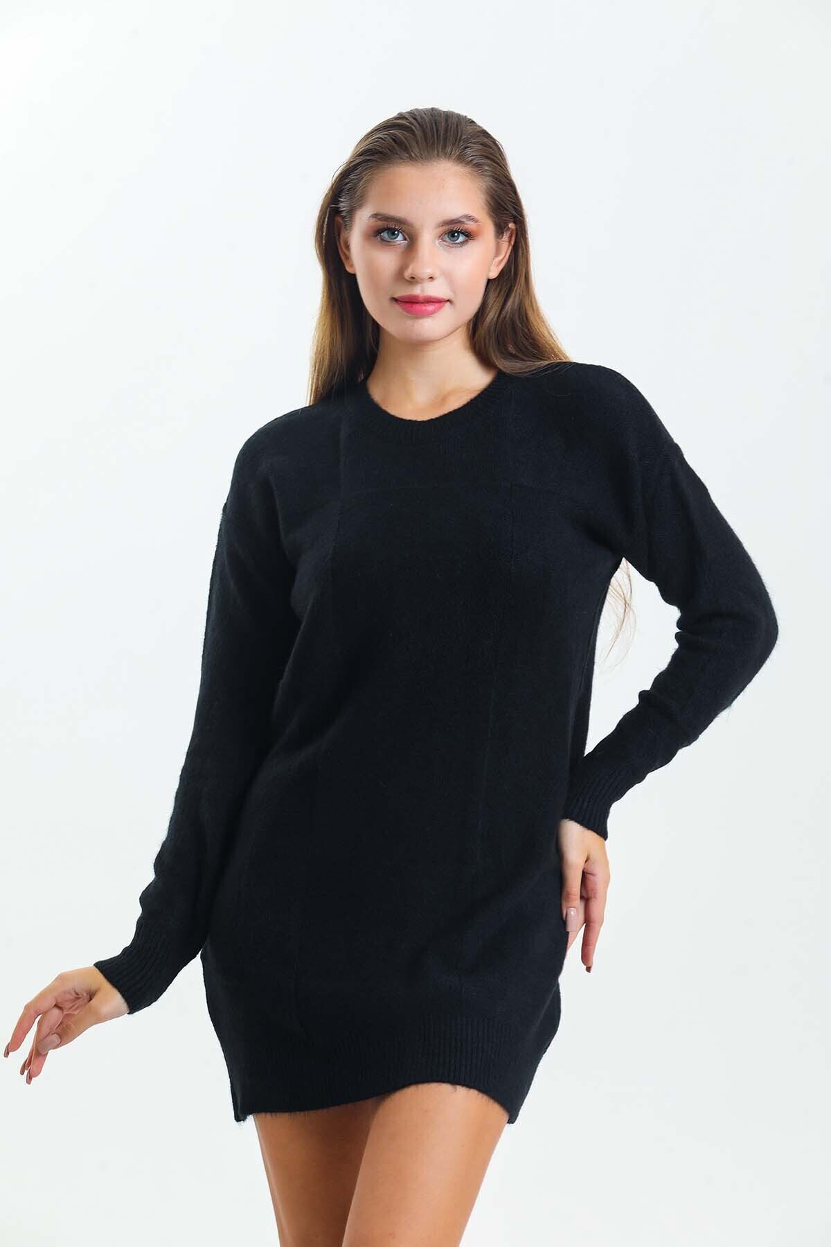 Bisiklet Yaka Yarasa Kol Triko Elbise