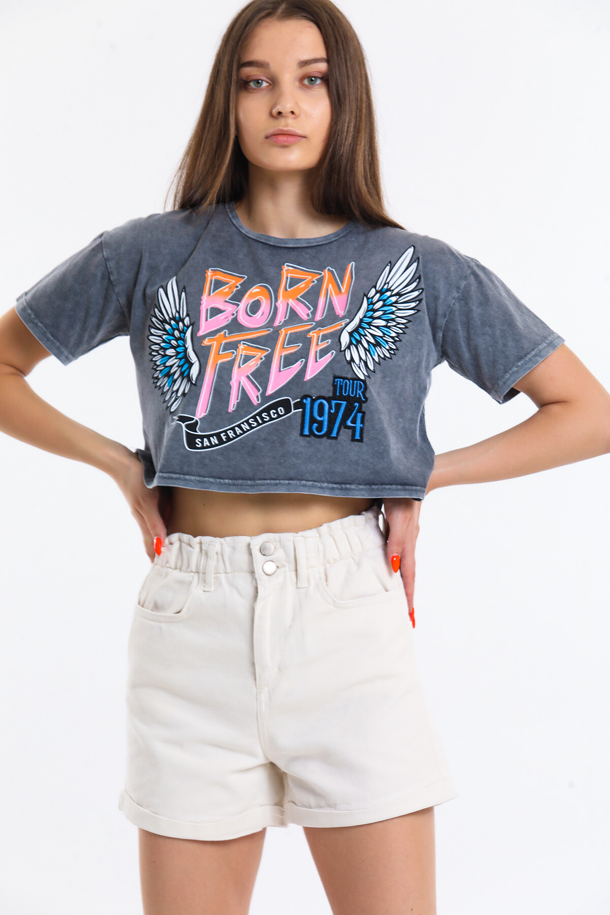 Duble Paça Beli Lastikli Cepli Yüksek Bel Çift Düğmeli Kot Şort