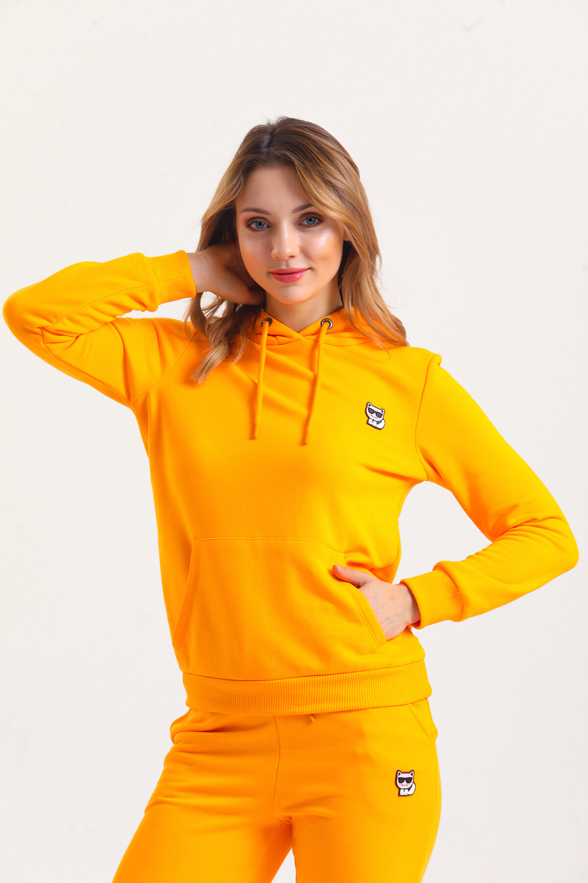 KADIN Kanguru Cepli Kapüşonlu İçi Şardonlu Eşofman Takım