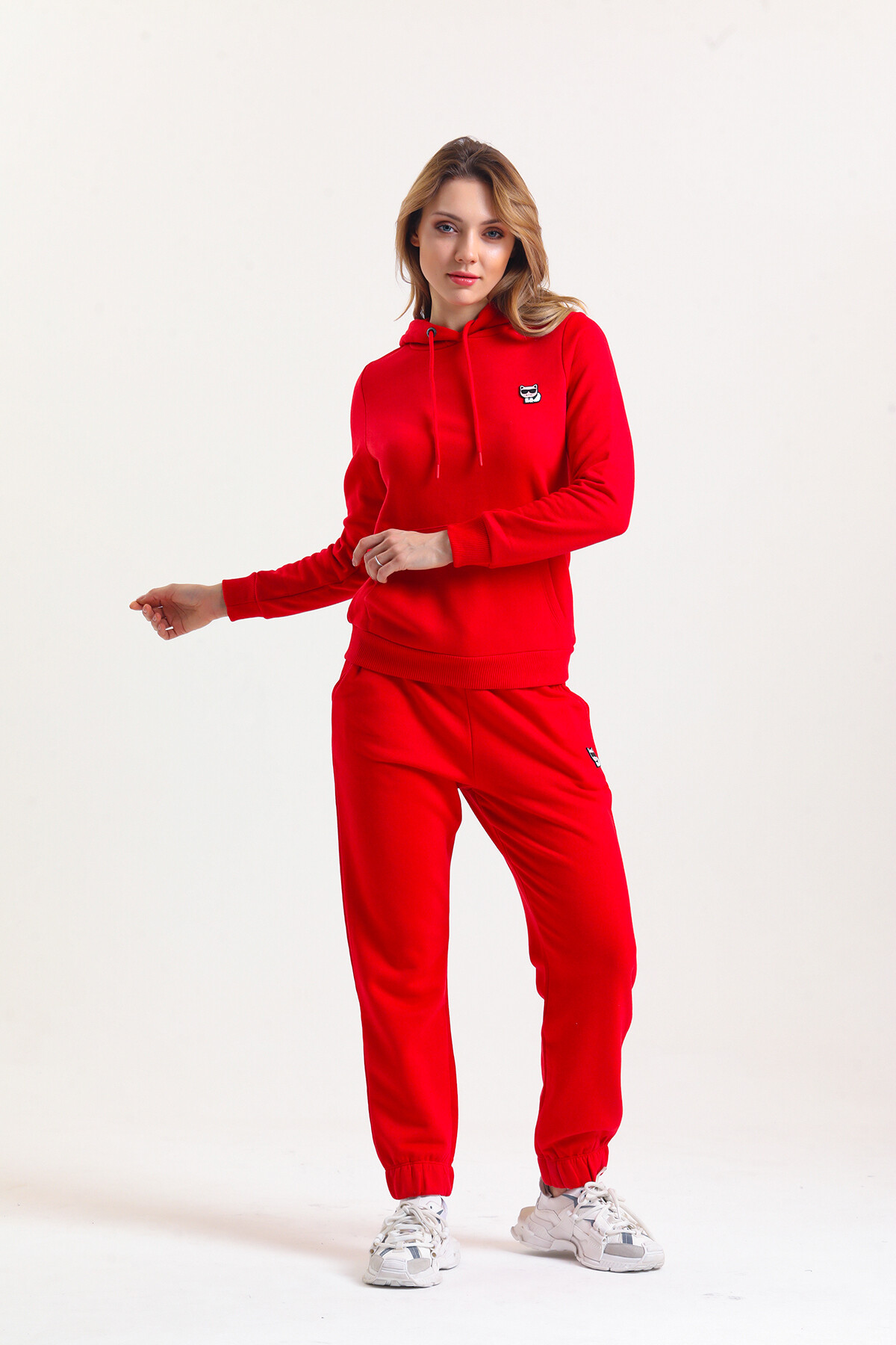 KADIN Kanguru Cepli Kapüşonlu İçi Şardonlu Eşofman Takım