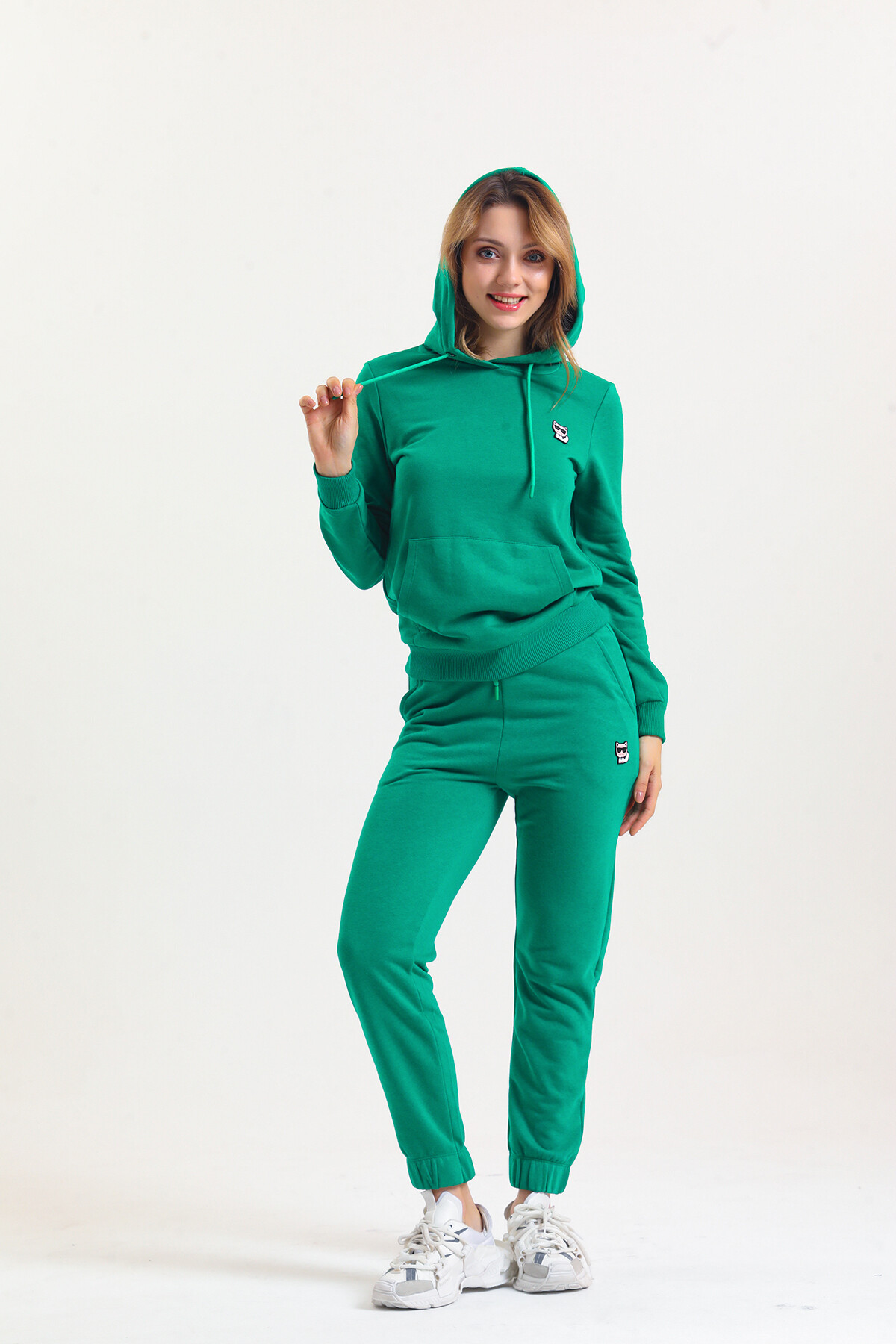 KADIN Kanguru Cepli Kapüşonlu İçi Şardonlu Eşofman Takım