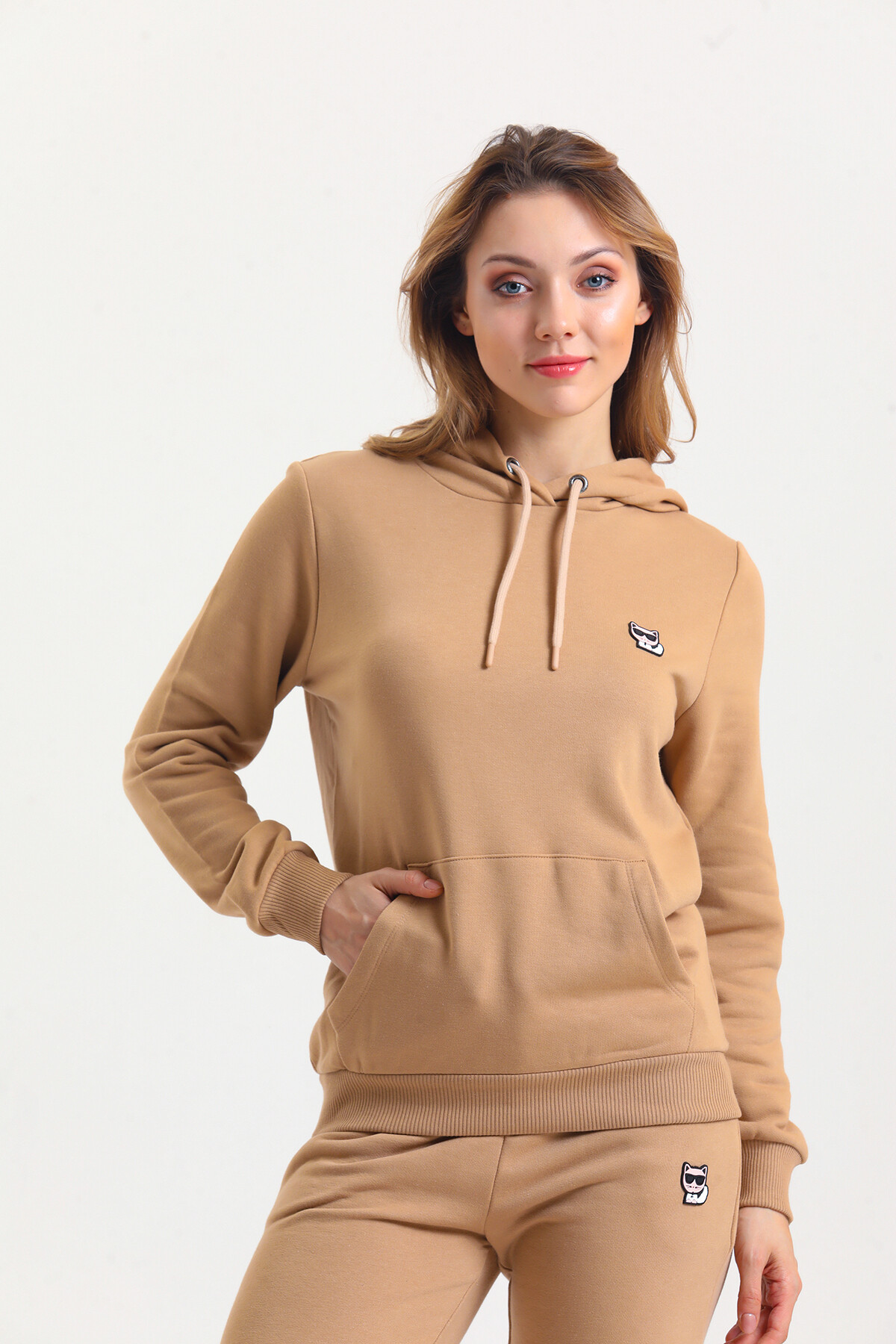 KADIN Kanguru Cepli Kapüşonlu İçi Şardonlu Eşofman Takım