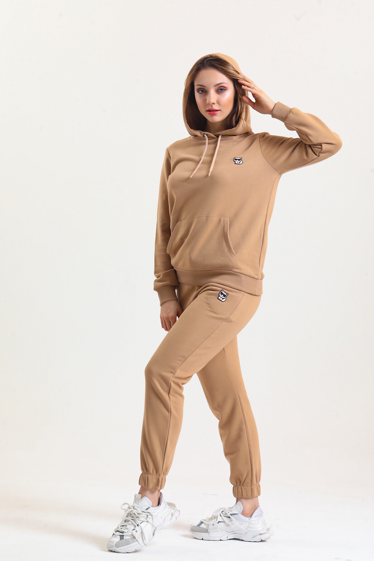 KADIN Kanguru Cepli Kapüşonlu İçi Şardonlu Eşofman Takım