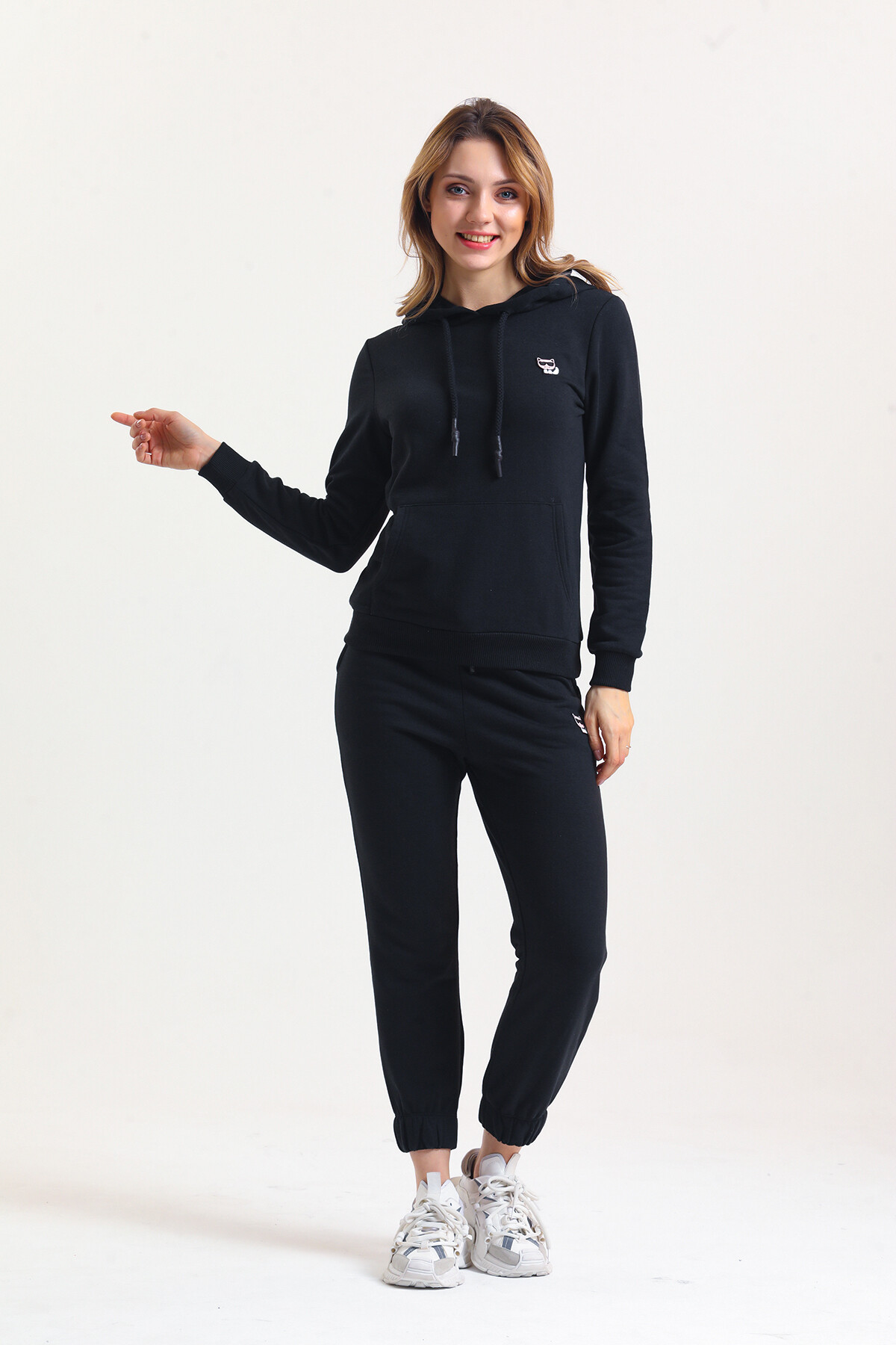 KADIN Kanguru Cepli Kapüşonlu İçi Şardonlu Eşofman Takım