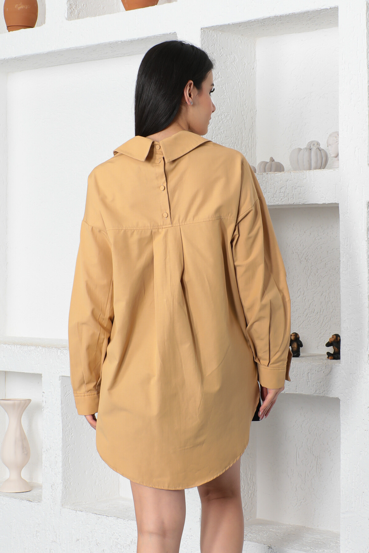 KADIN Önü ve Sırtı Düğmeli Yarasa Kol Salaş Gömlek