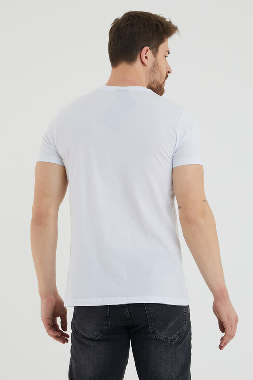 Across The Ocean Baskılı Bisiklet Yaka Slim Fit Tshirt