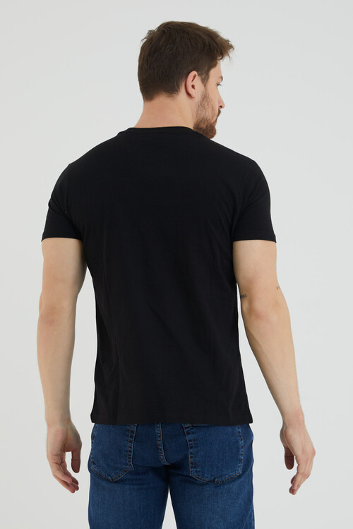 Ancthor Yazı Baskılı Bisiklet Yaka Slim Fit Tshirt
