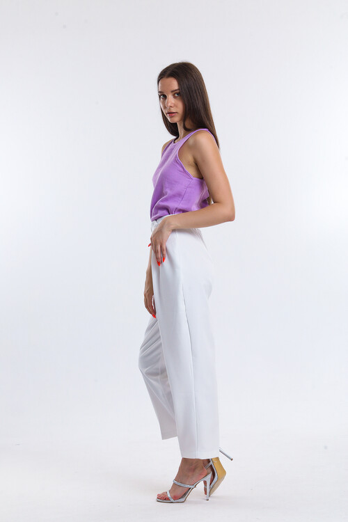 Beli Düğmeli Pensli Havuç Pantolon