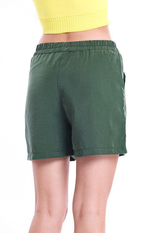 Beli Lastikli Bağcıklı Cepli Şort