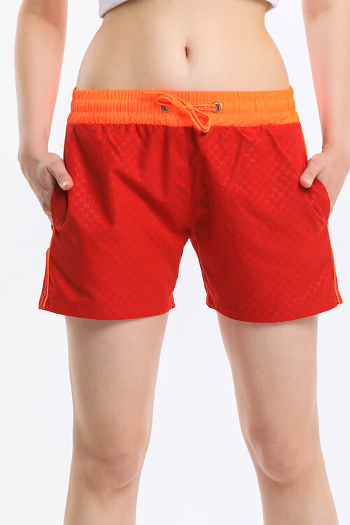 Beli Lastikli Bağcıklı Cepli Yanları Şerit Detaylı Deniz Şort