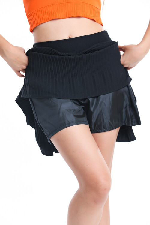 Beli Lastikli Piliseli Şortlu etek