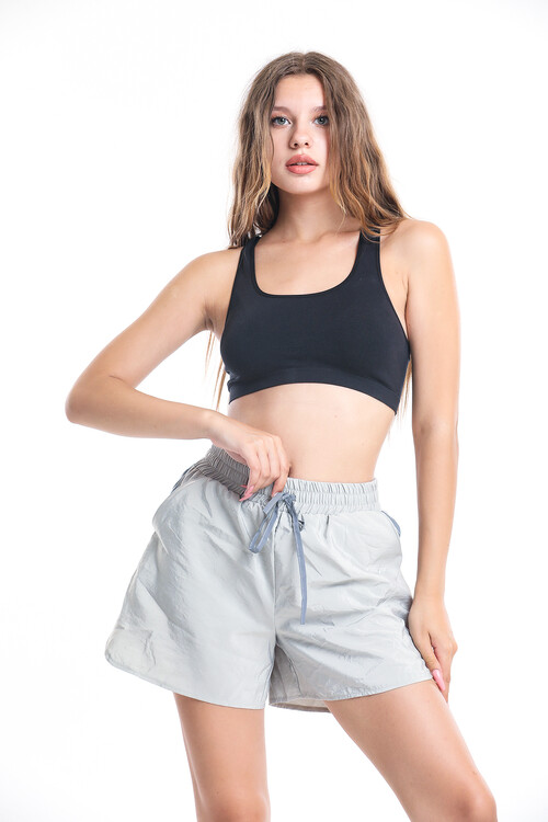 Beli Lastikli Yanları Reflektör Şeritli Cepli Deniz Şort