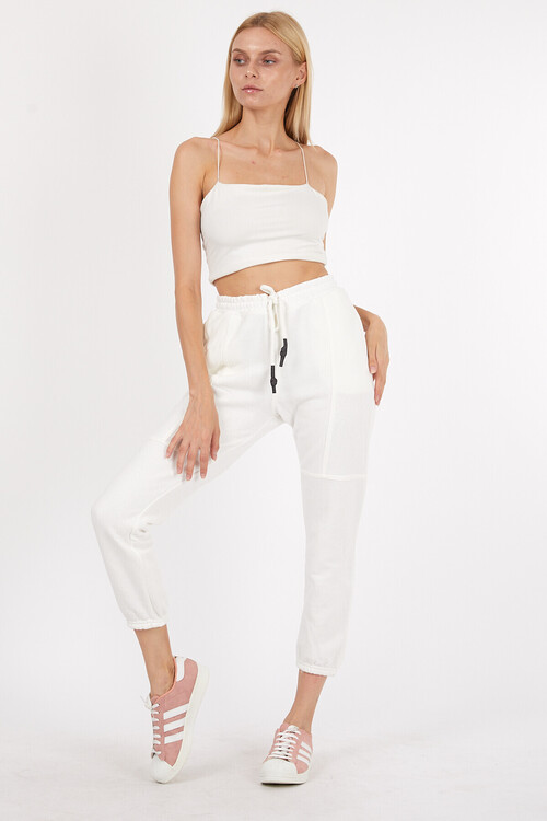 Beli ve Paçası Lastikli Yanları Cepli Slim Fit Alt Eşofman