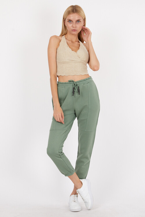 Beli ve Paçası Lastikli Yanları Cepli Slim Fit Alt Eşofman