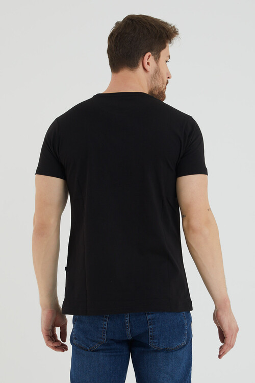 Bisiklet Yaka Viking Baskılı Taş Detaylı Tshirt