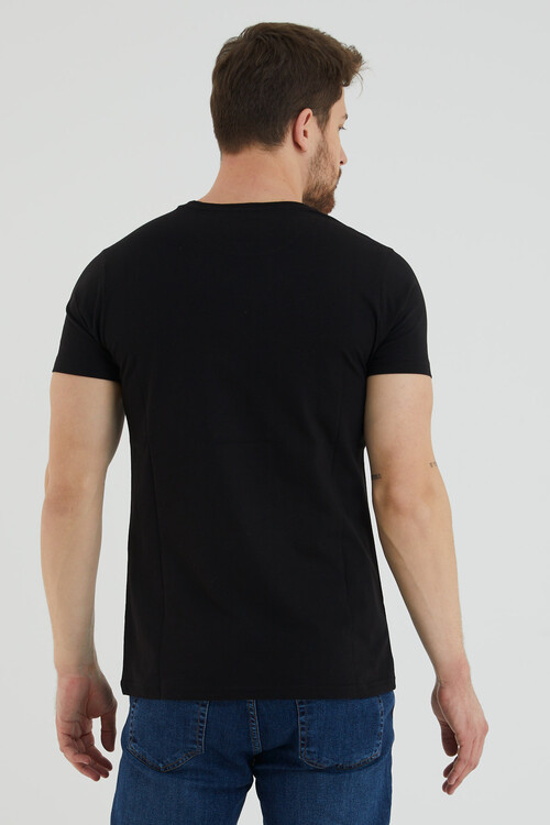 Bisiklet Yaka Viking Baskılı Tshirt