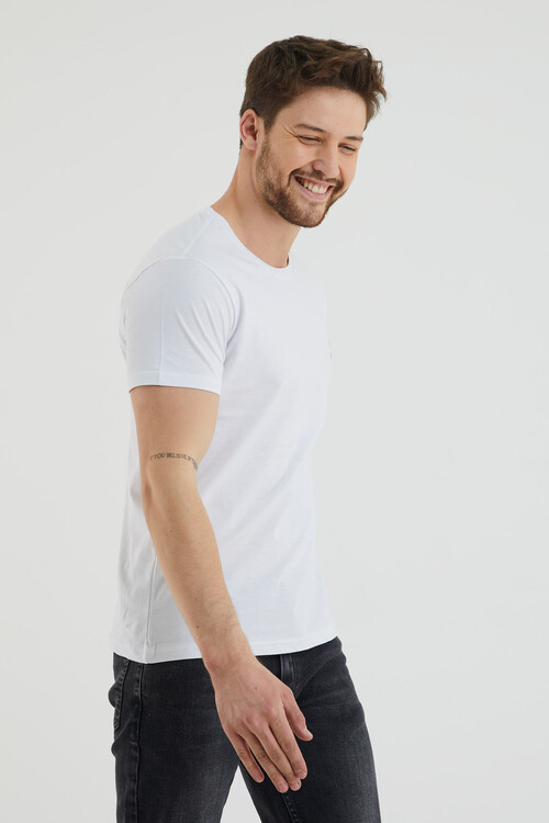 Bisiklet Yaka Viking Baskılı Tshirt