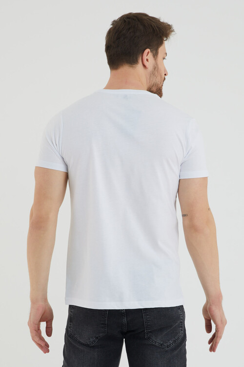 Bisiklet Yaka Viking Baskılı Tshirt