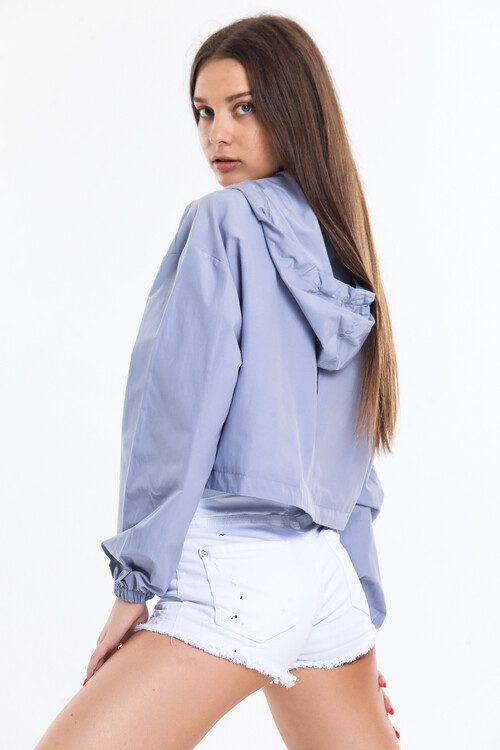 Cepli Yandan Bağlamalı Kapuşonlu Ceket