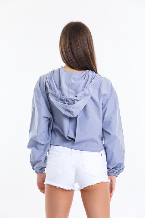 Cepli Yandan Bağlamalı Kapuşonlu Ceket