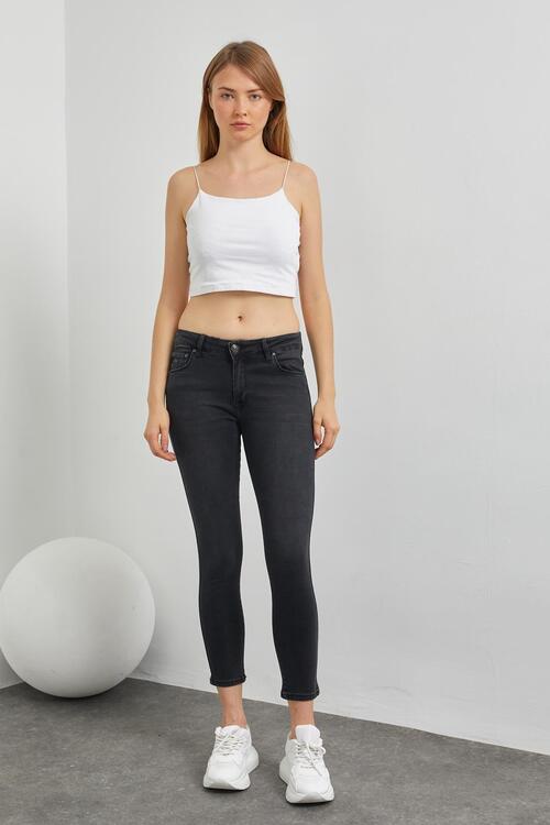 Dar Paça Yüksek Bel Kot Pantolon