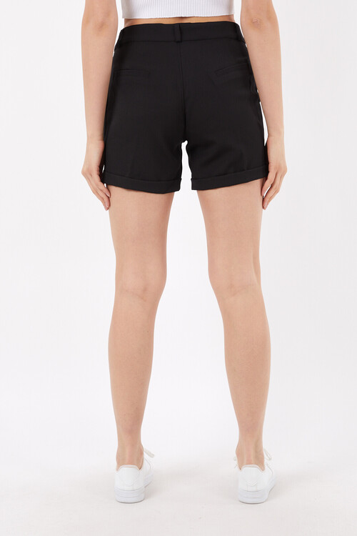 Duble Paça Önü Fermuarlı Cepli Şort