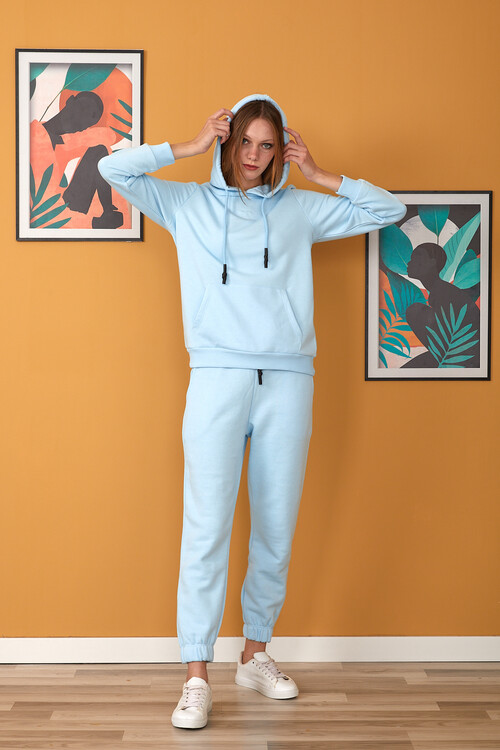 Kanguru Cepli İçi Şardonlu Kapuşonlu Eşofman Takım