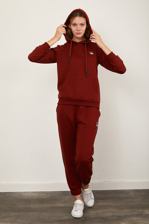 Kanguru Cepli Paçası Lastikli Kolları ve Eteği Ribanalı Eşofman Takım